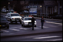 [Directing traffic. Oak Harbor, WA. January 2000.]